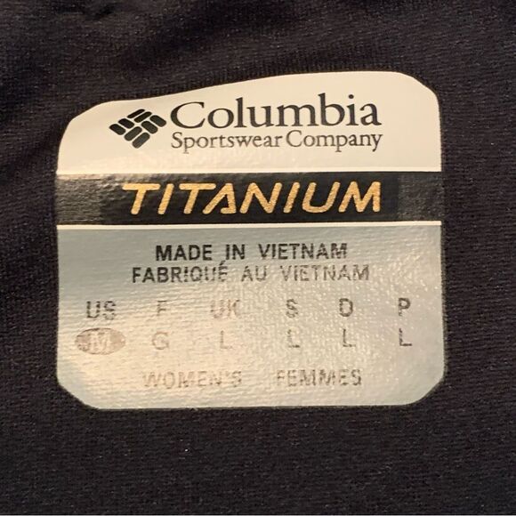 COLUMBIA Titanium Full Zip Fleece Women Medium Blue Black Zip Pocket Thumb Hole. - Picture 7 of 12